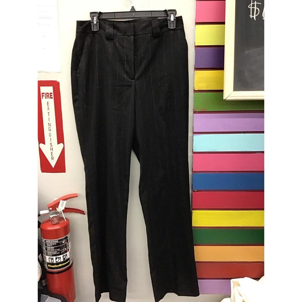 Worthington straight leg high rise crop silver pinstripe new from qvc